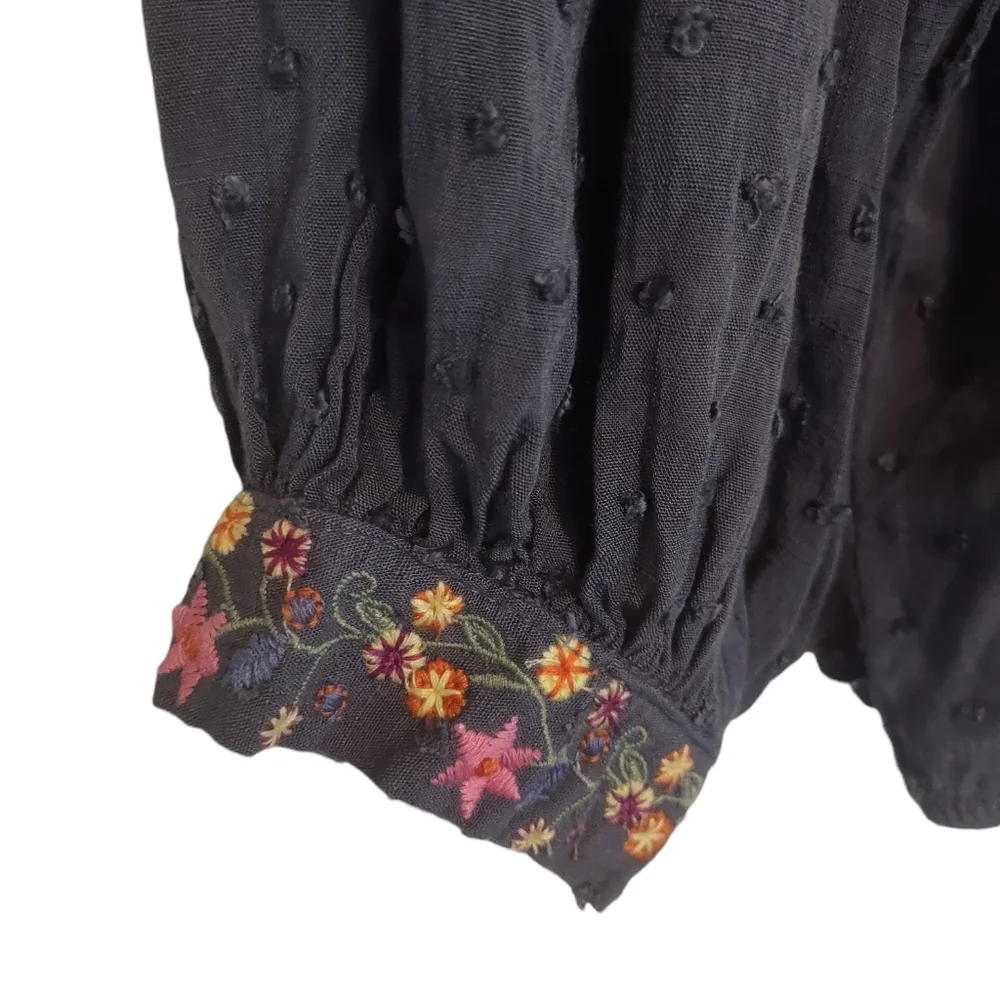Luna Moon Floral Embroidered Boho Top Size L - Picture 7 of 11